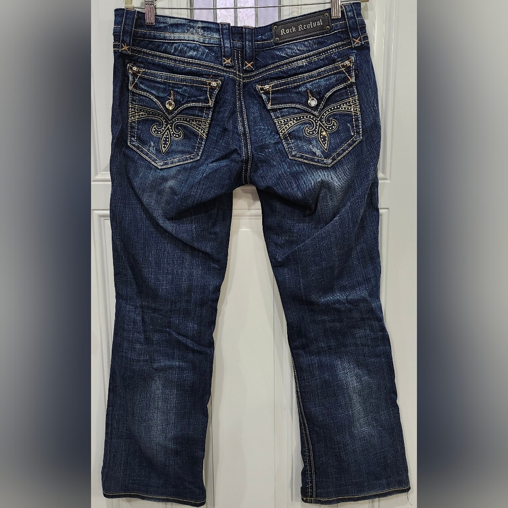 Rock Revival Women's Dark Blue Embroidered Back Pocket Jeans